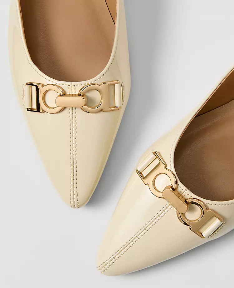 Hardware Embellished Patent Flat | Ann Taylor