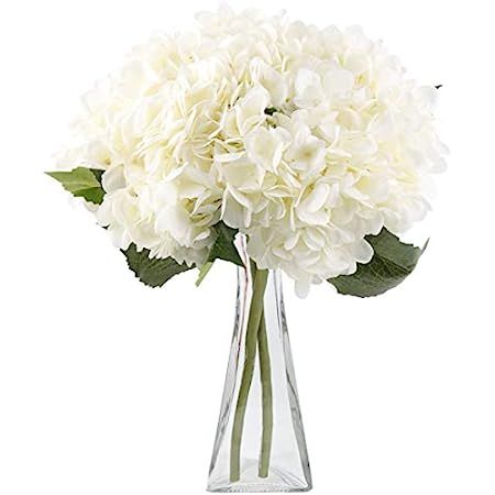 Aviviho White Hydrangea Silk Flowers Heads Pack of 10 Ivory White Full Hydrangea Flowers Artificial  | Amazon (US)