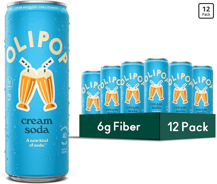 OLIPOP Prebiotic Soda Pop, Cream Soda, Pantry Pack Packed with Prebiotics, Fiber, and Botanicals,... | Amazon (US)