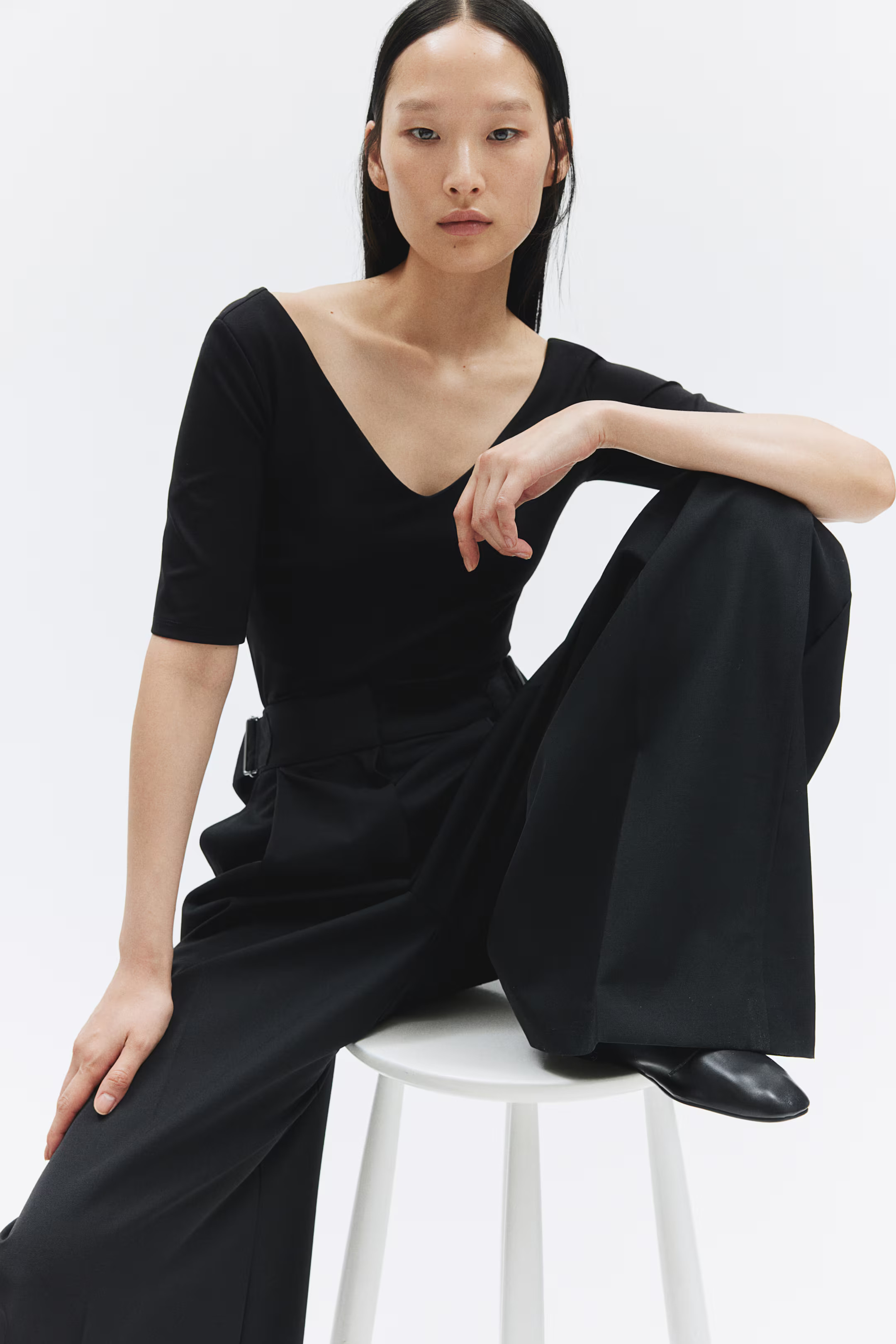 V-neck Jersey Top - Black - Ladies | H&M US | H&M (US + CA)