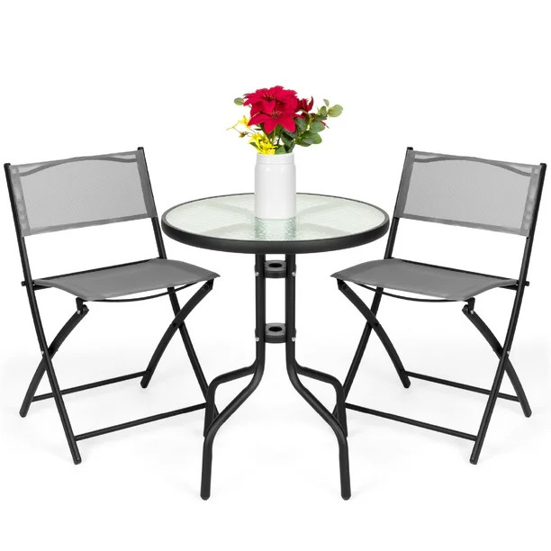 Best Choice Products 3-Piece Patio Bistro Dining Furniture Set with Round Textured Glass Table To... | Walmart (US)