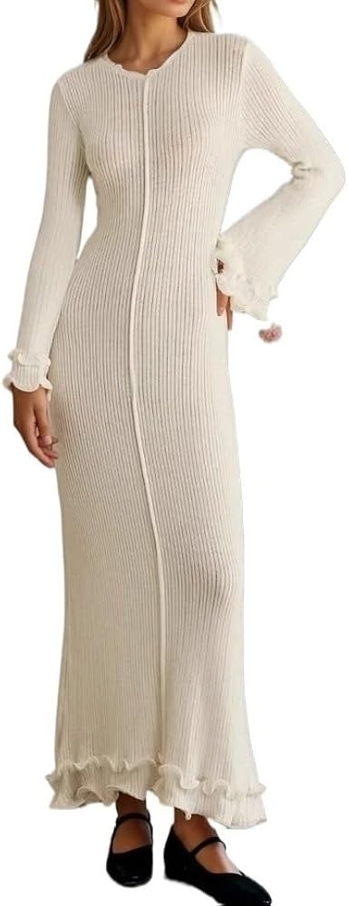 HENGEN 2025 European and American Women's Backless Lace Up Long Sleeved Dress | Amazon (US)