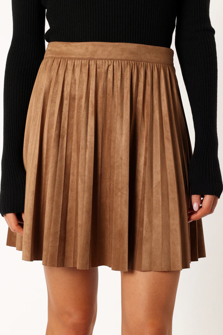 Lizzie Faux Suede Mini Skirt - Brown | Petal & Pup (US)