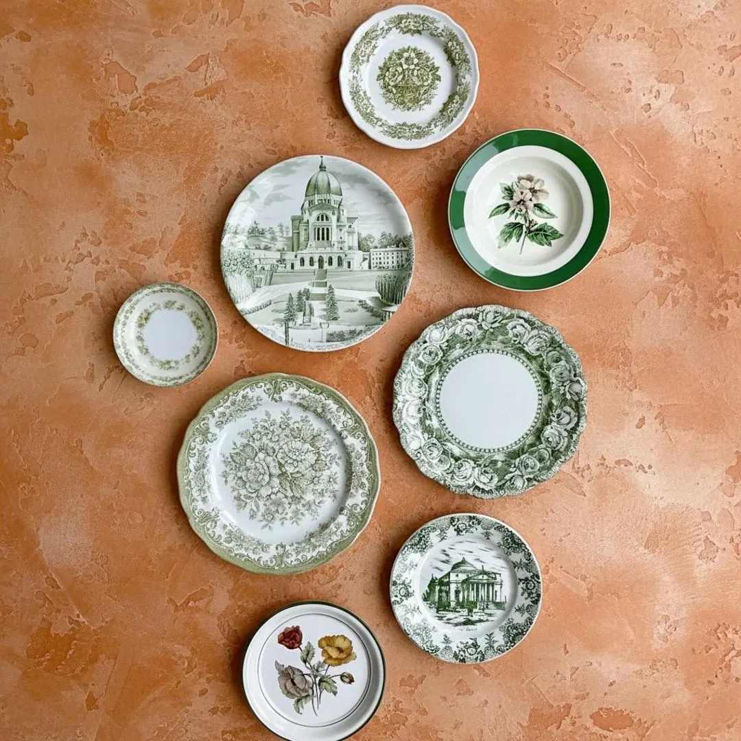 Green Vintage Plate Wall Collection: Mismatched Farmhouse Decor. Gallery Wall Plates - Etsy | Etsy (US)