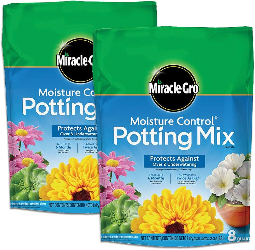 Miracle-Gro Moisture Control Potting Mix 8 qt., Protects Against Over and Under Watering Containe... | Amazon (US)