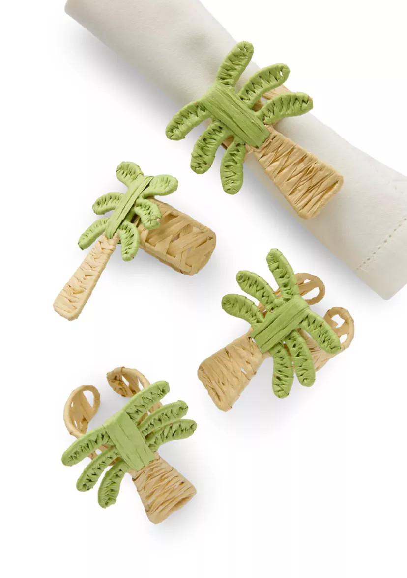 Set of 4 Palm Tree Napkin Rings | Belk