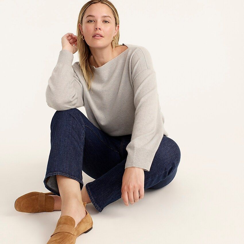 Cashmere cropped boatneck sweater | J.Crew US