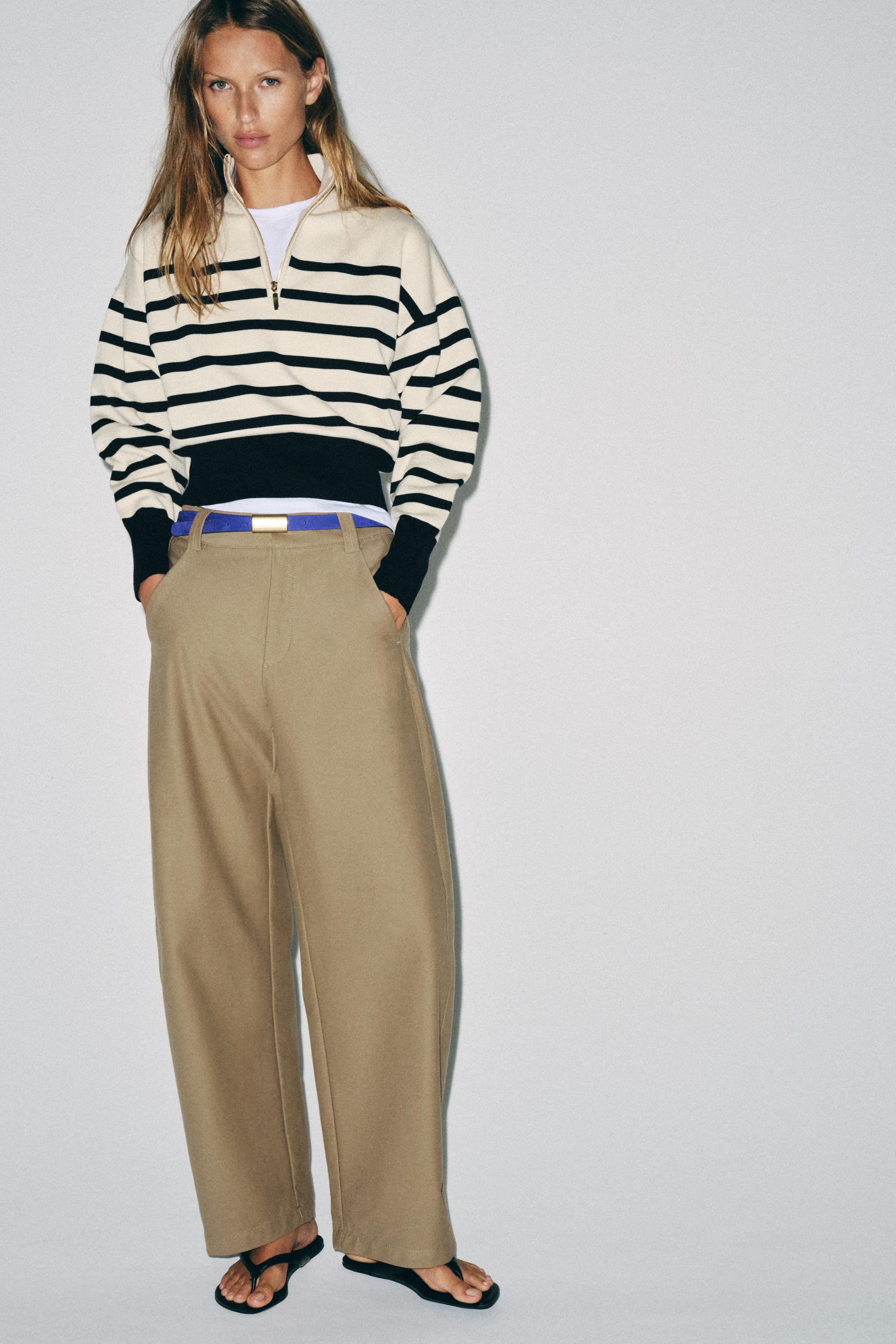 STRIPED KNIT ZIP-UP JUMPER | Zara Canada