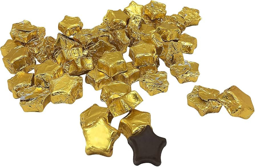 Gold Foil-Wrapped Chocolate Stars, 57 Pieces | Amazon (US)