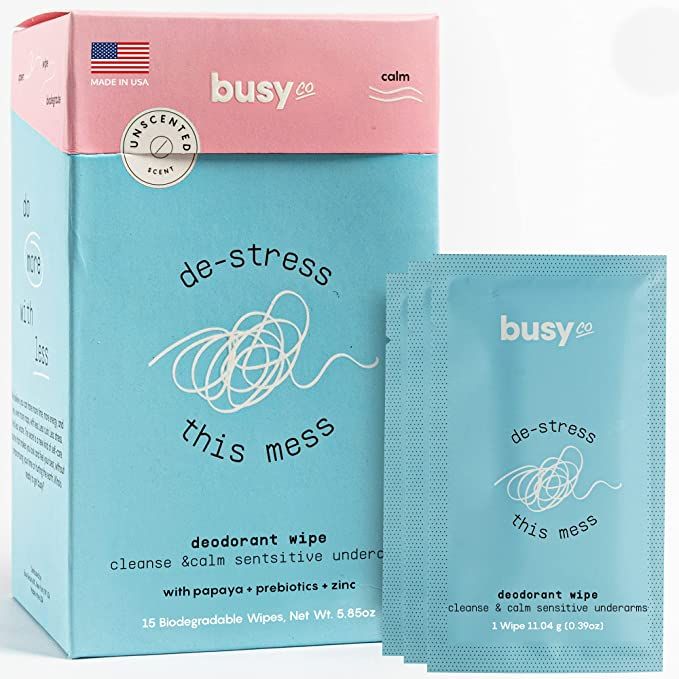 Calm Line Deodorant Wipes - 15ct Unscented Deodorant Wipes for Women w/ Zinc, Prebiotics & Papaya... | Amazon (US)