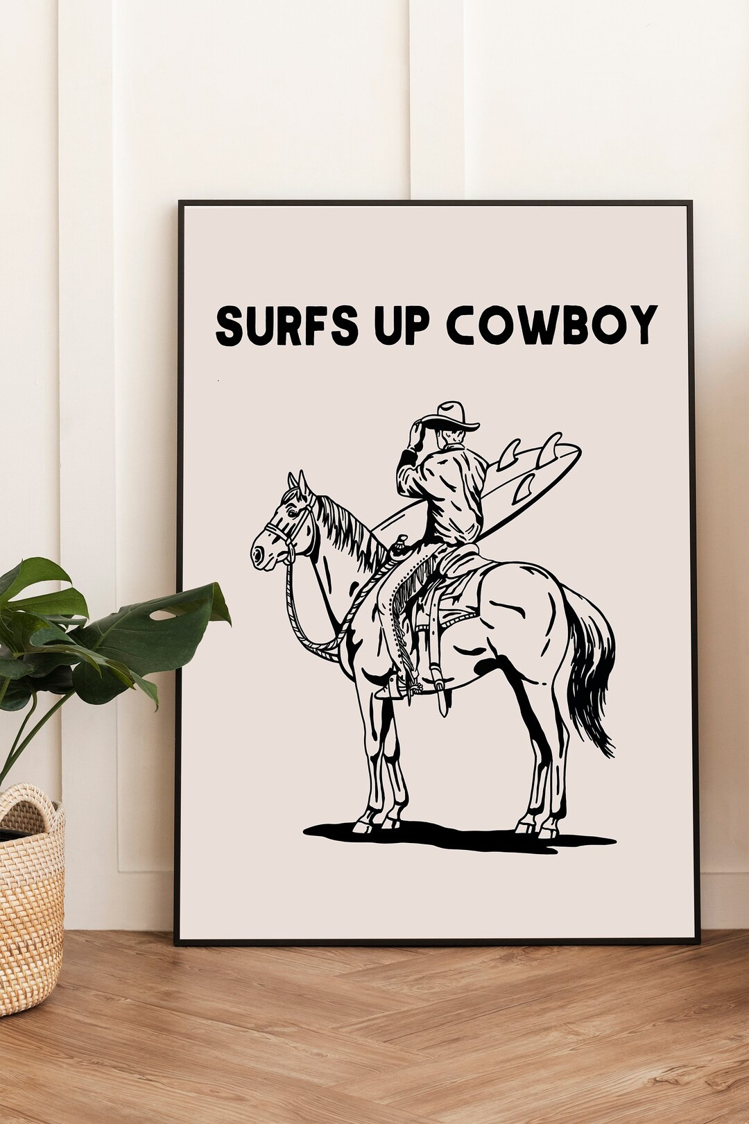 Surfs Up Cowboy Art Print | Digital Download | Printable Art | Coastal Cowgirl Art | Western Art ... | Etsy (US)