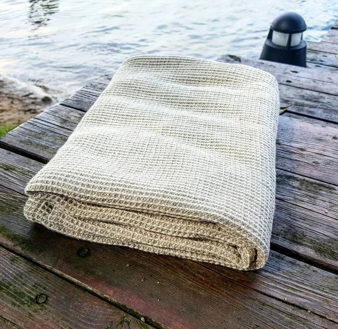 Waffle linen bath towel, sauna towel, softened linen waffel towel, organic rustic towel, waffle p... | Etsy (US)