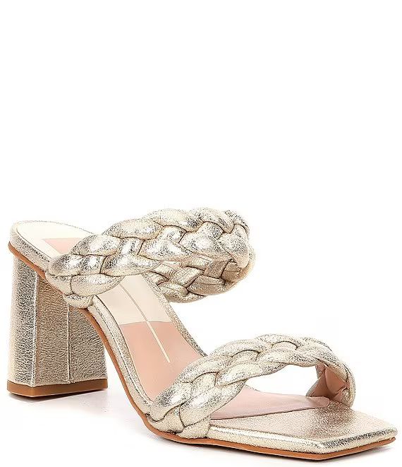 Paily Braided Metallic Block Heel Dress Mules | Dillards