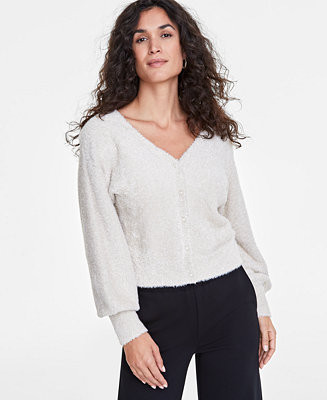 On 34th Women's Metallic Plush-Knit Cardigan, Created for Macy's - Macy's | Macy's