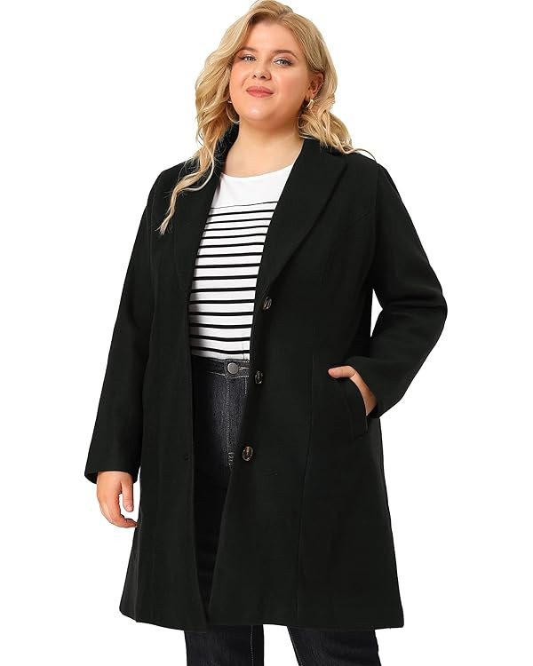Agnes Orinda Women's Plus Size Coat Single Breasted Notched Lapel Elegant Long Winter Coats 2025 | Amazon (US)