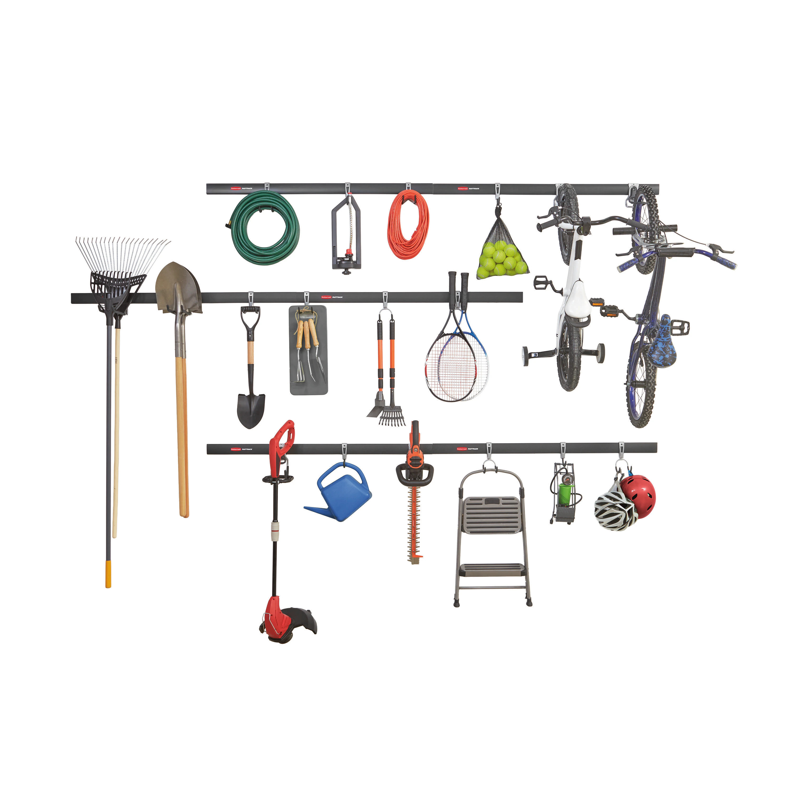 Rubbermaid FastTrack Garage 24 -Piece 48-in Black Steel Multipurpose Storage rail system one_size | 2175043 | Lowe's