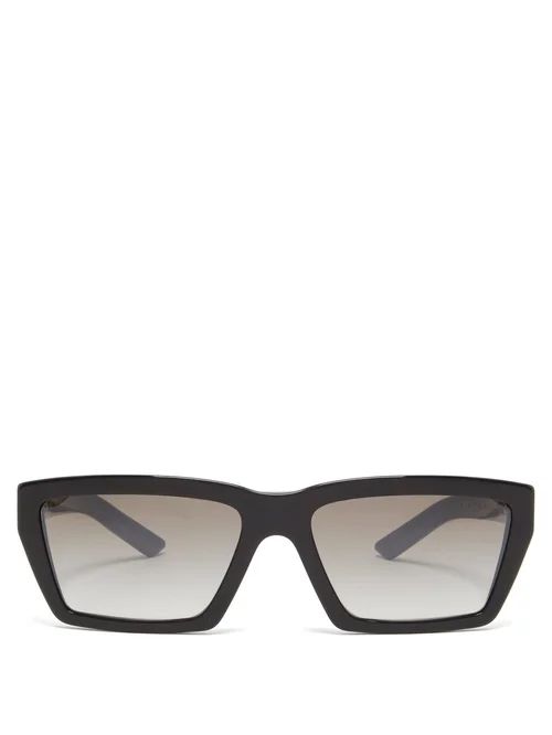 Prada Eyewear - Rectangular Acetate Sunglasses - Mens - Black | Matches (US)