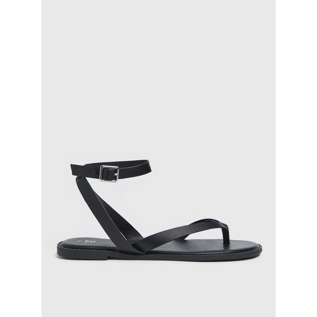 Buy Black Strappy Toe Post Sandals 3 | Sandals | Tu | Tu Clothing