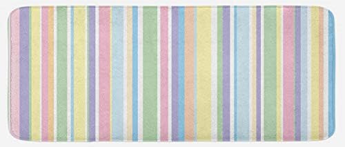 Ambesonne Pastel Kitchen Mat, Vertically Striped Pattern Different Colored Straight Lines Classic... | Amazon (US)