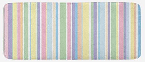 Ambesonne Pastel Kitchen Mat, Vertically Striped Pattern Different Colored Straight Lines Classic... | Amazon (US)