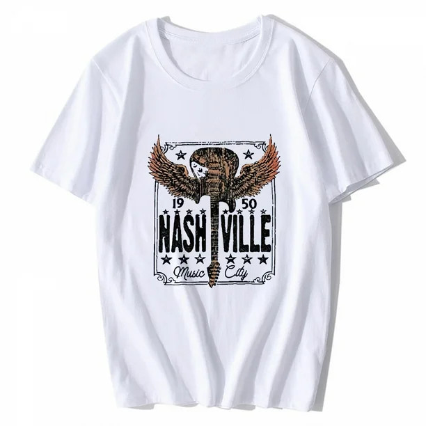 Women Country Music Shirts Nashville Concert Outfit Vintage Guitar Graphic Tees Casual Summer Sho... | Walmart (US)