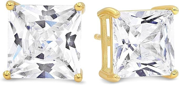 KEZEF Sterling Silver Stud Earrings for Women & Men - 4-Prong Setting Cubic Zirconia Earrings Stu... | Amazon (US)