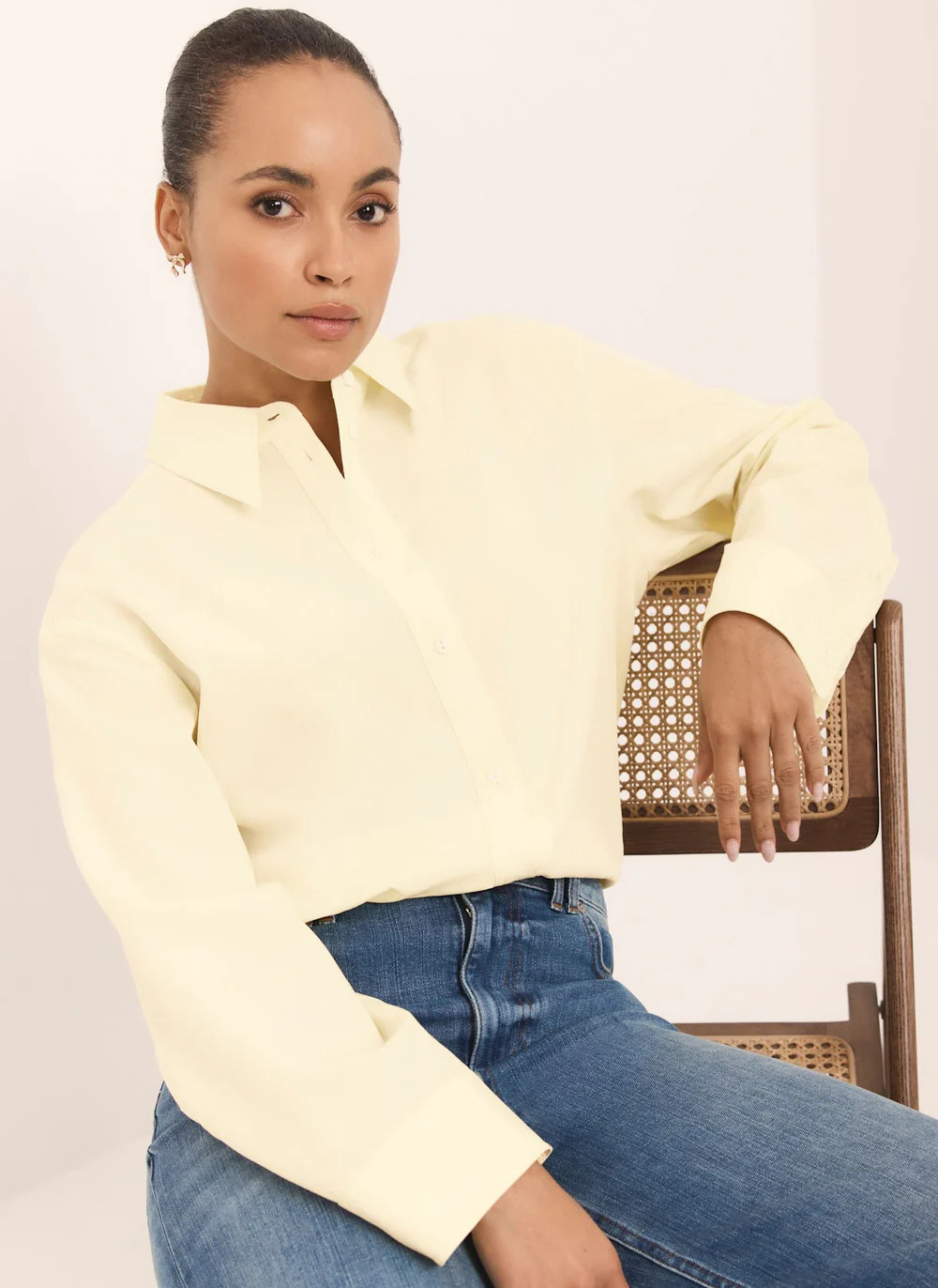 Butter Yellow Oversized Long Sleeve Shirt | Mint Velvet