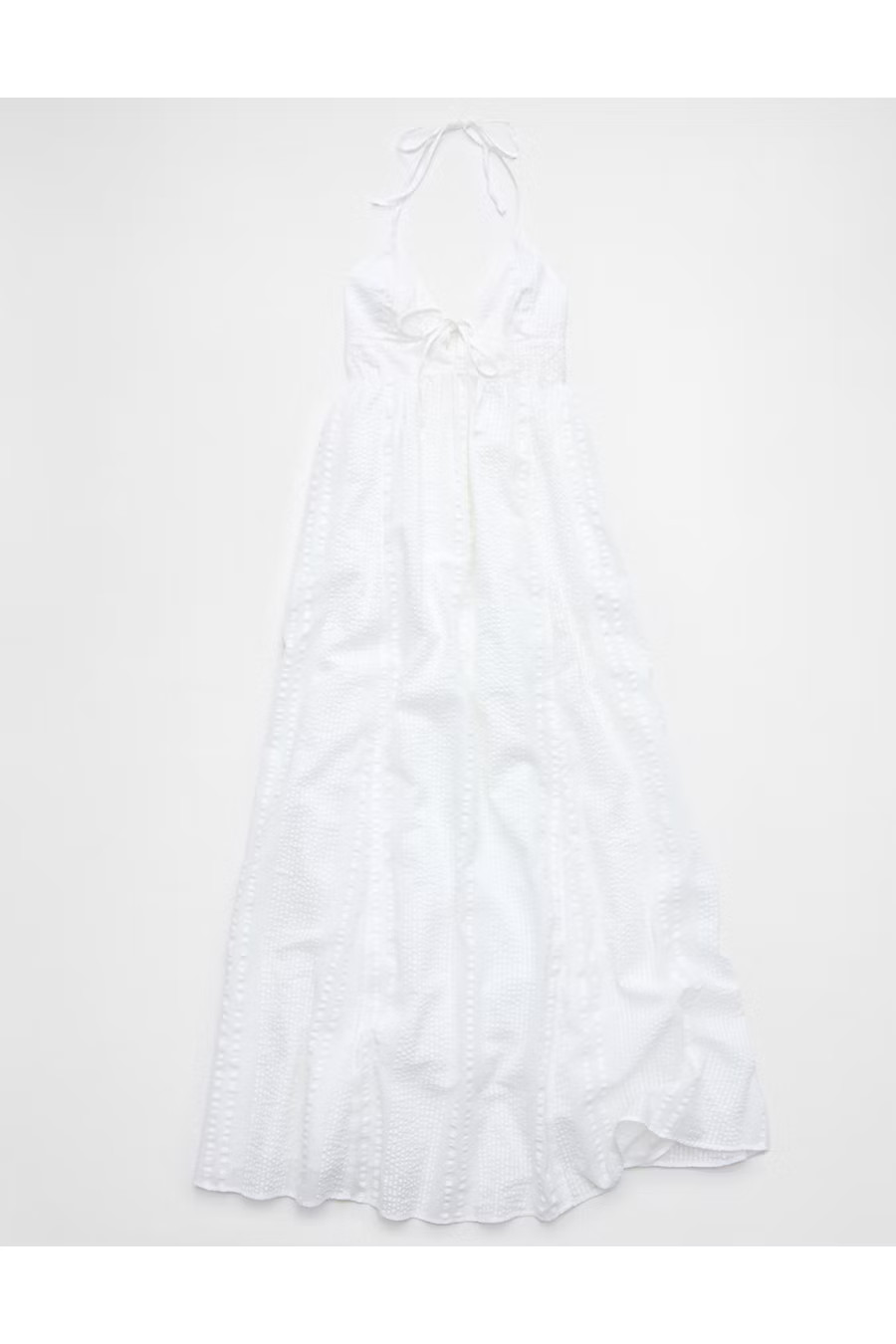 Aerie Seersucker Halter Maxi Dress Women's White L | American Eagle Outfitters (US & CA)