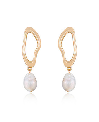ETTIKA Open Circle 18K Gold-Plated and Cultured Freshwater Pearl Dangle Earrings - Macy's | Macy's
