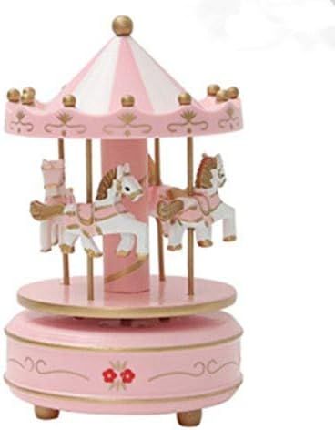 Amazon.com: OKOK Vintage Pink Wooden Merry-Go-Round Horse Christmas Birthday Gift Carousel Music ... | Amazon (US)