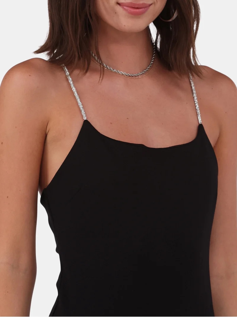 No Boundaries Rhinestone Strap Bodysuit, Women's and Women’s Plus | Walmart (US)