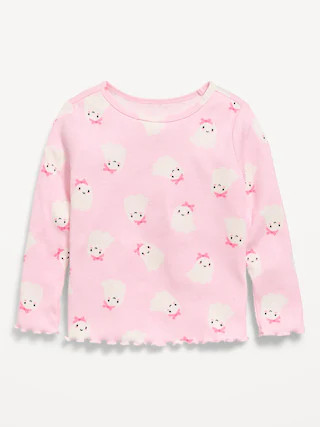 Printed Fitted Long-Sleeve Ribbed T-Shirt for Toddler Girls | Old Navy (US)