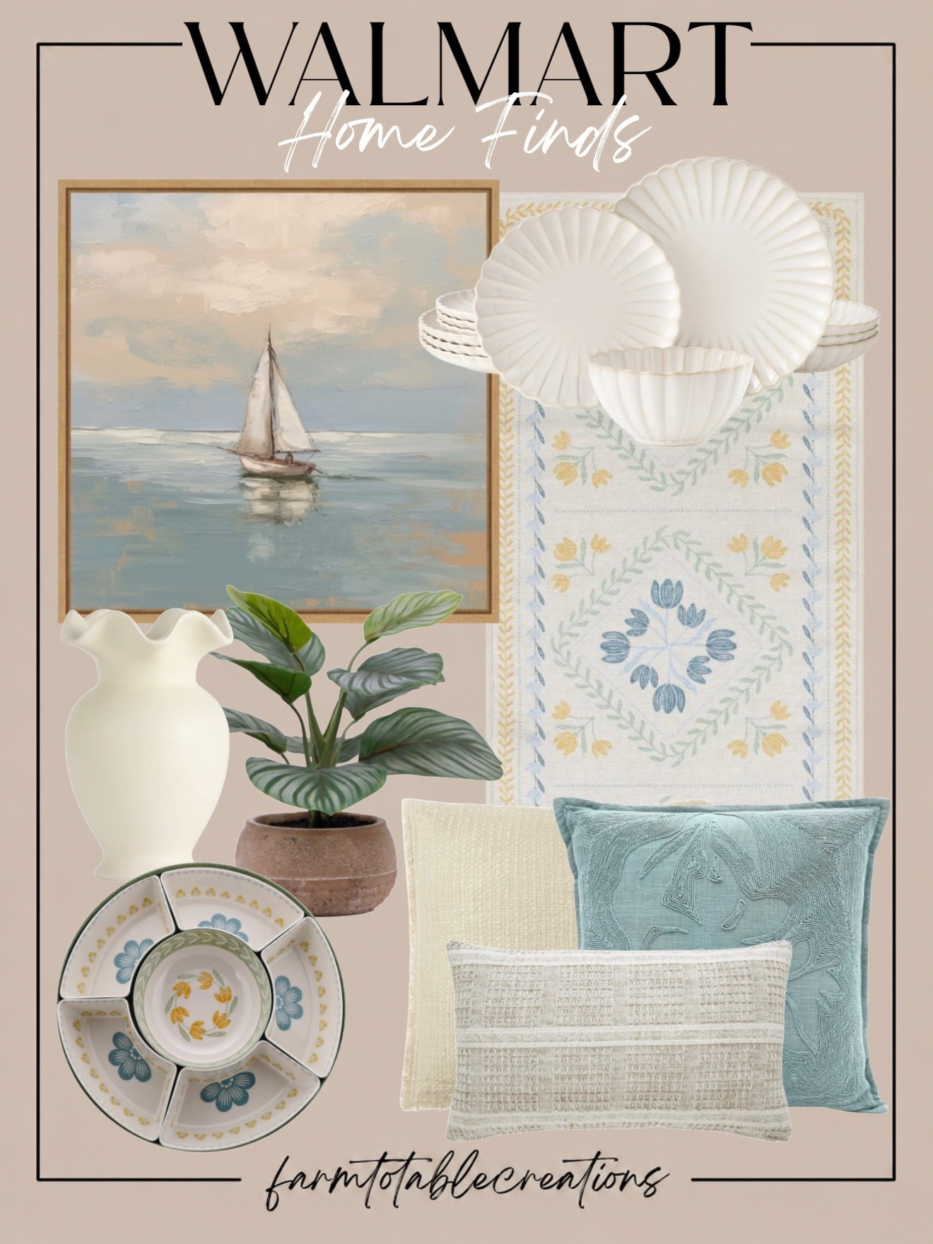Touch of Blue Walmart Home Finds✨

Soft coastal blues, timeless neutrals, and the prettiest cottage-inspired details — these Walmart finds are giving designer look for less 🤍 From the textured pillows to the delicate dinnerware and serene sailboat artwork, every piece feels cozy, elevated, and perfect for a fresh summer home refresh.

Follow @farmtotablecreations on Instagram for more cozy home finds and trending decor ✨

Sharing all my favorite affordable Walmart home decor finds on LTK 🌿

#LTKHome #WalmartFinds #WalmartHome #AffordableDecor #CoastalDecor #CottageStyle #NeutralHome #BlueAndWhiteDecor #HomeDecorFinds #DesignerLookForLess #ModernFarmhouse #HomeStyling #CozyHome #LTKStyle #SummerDecor

#LTKSeasonal #LTKHome #LTKSaleAlert