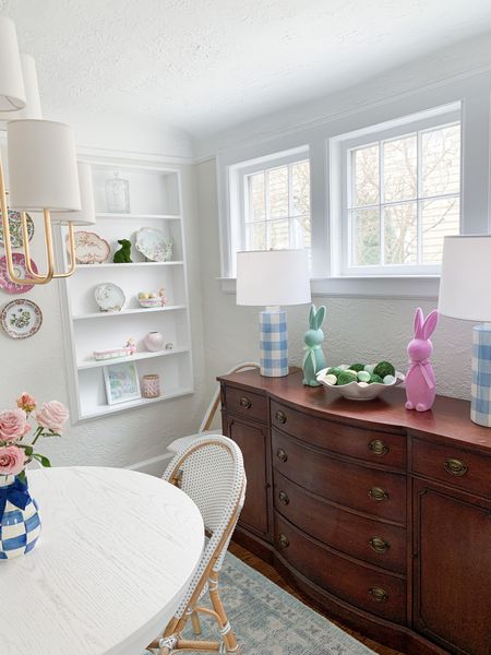 Easter home decor, dining room, shelf styling 

#LTKunder50 #LTKSeasonal #LTKhome