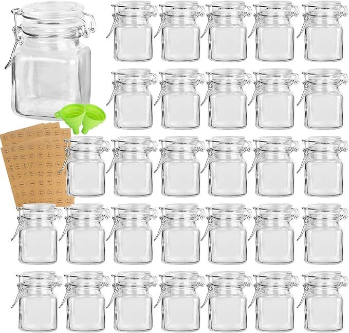 Spice Jars, KAMOTA 30 PACK 3.5 oz Small Glass Jars with Leak Proof Rubber Gasket and Airtight Hin... | Amazon (US)