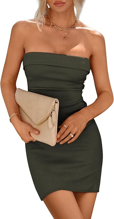 PRETTYGARDEN Summer Dresses for Women 2026 Strapless Off Shoulder Ribbed Knit Bodycon Elegant Cla... | Amazon (US)