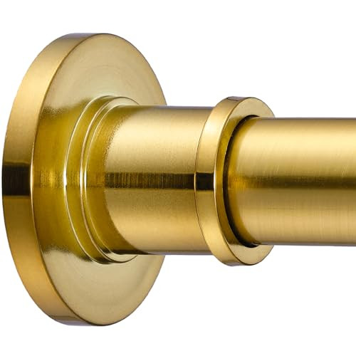 BRIOFOX Shower Curtain Rod Adjustable 18-64 Inch, No Drilling Non Slip Stainless Steel Spring Tension Curtain Rod for Window or Bathroom, Brushed Gold | Amazon (US)