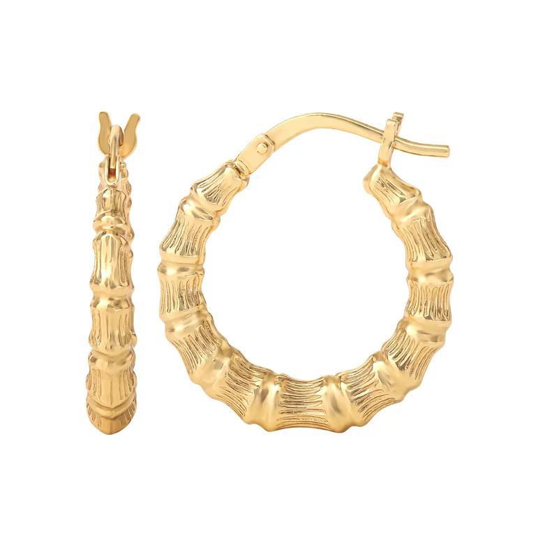 JS Jessica Simpson Women’s Gold Plated Sterling Silver Bamboo Hoop Earrings | Walmart (US)