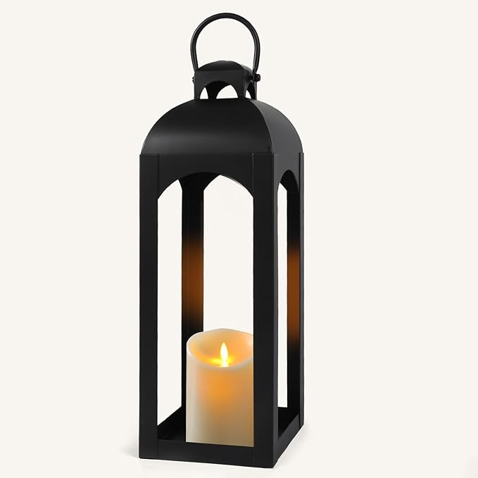 Modern Farmhouse Lantern Decor, Black Metal Decorative Hanging Candle Lanterns Ideal for Home Dec... | Amazon (US)