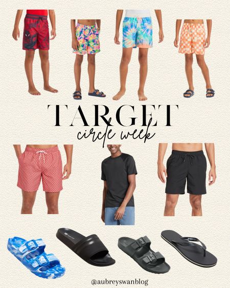 Target Circle sale this week until 4/13. 🎉🎉
30% off clothing, sandals, and swim. I included different pool slides, swim trucks and a rash guard that the twins and Ken wear! 

Target Circle Week, Men’s swim, Goodfellow & Co, All in Motion, Boy’s swim, Target finds
