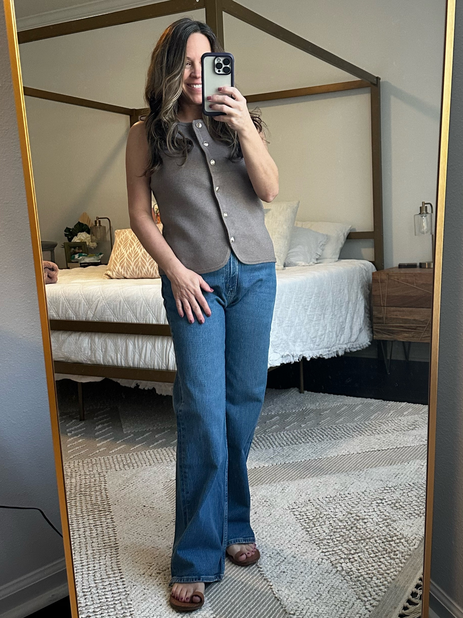 Fall fashion, Abercrombie & Fitch, fall style in the south, postpartum fashion, vest outfit, high rise jeans. 

2 weeks postpartum and sized up for both jeans (4) and vest (small). 

#LTKStyleTip #LTKFindsUnder100 #LTKSeasonal