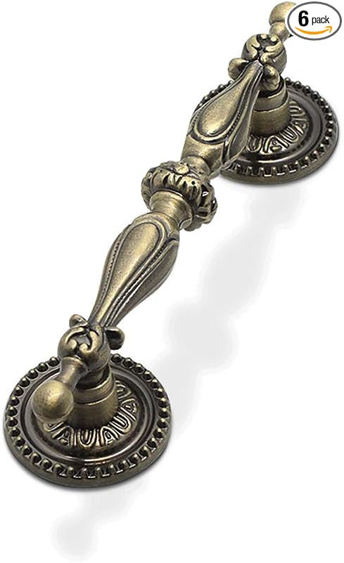 GOLDENTIMEHARDWARE (6 Pack) 2.5" Cabinet Handles Antique Bronze Drawer Pulls Vintage Euro Style,V... | Amazon (US)
