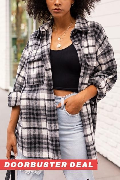 On Time Black and White Plaid Shacket | Shop Priceless