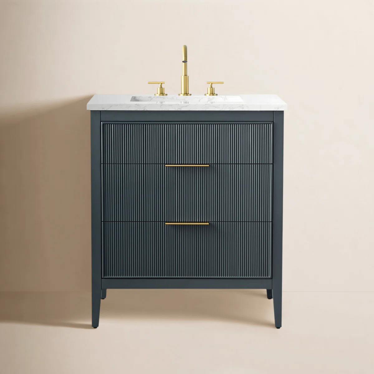 Bilroy 30'' Single Sink Bathroom Vanity with Engineered Stone Top | Wayfair North America