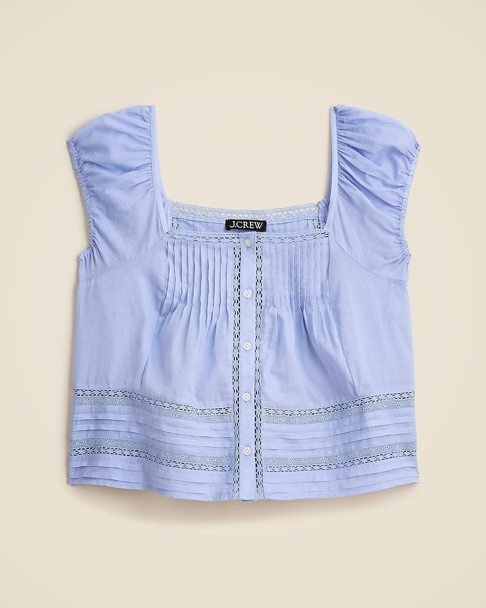 Cap-sleeve lace-trim top in cotton voile | J. Crew US