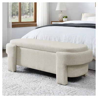 Beige Linen Fabric Upholstered Storage Bench with Large Storage Space - Entryway Bench for Living Room, Bedroom & Entryway, No Assembly Required | Wayfair North America
