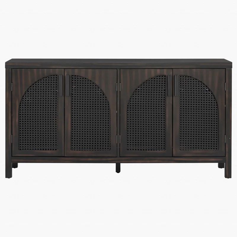 Large Storage Space Sideboard With Artificial Rattan Door And Metal Handles For Living Room And E... | Wayfair North America