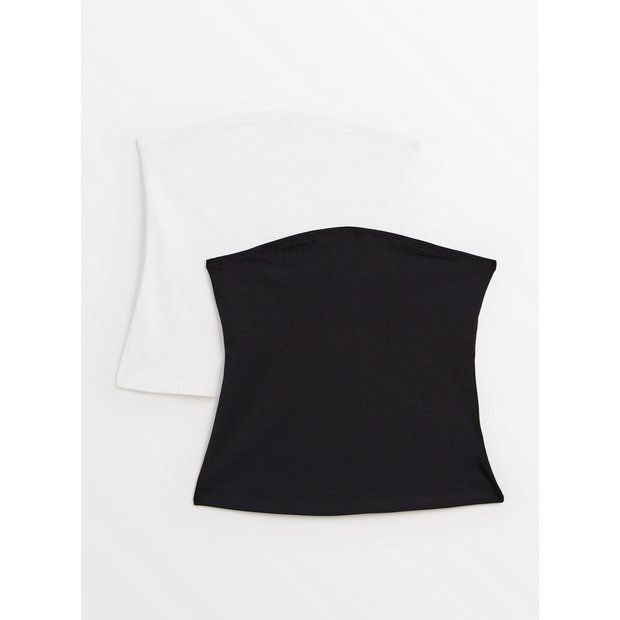 Buy Black & White Bandeau Top 2 Pack 16 | Camisoles and vests | Tu | Tu Clothing