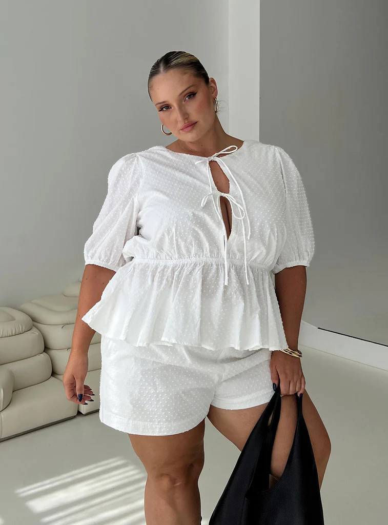 Puff Puff Peplum Top White Curve | Princess Polly US