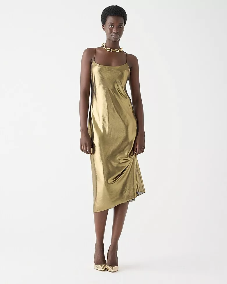 Gold deals slip dress